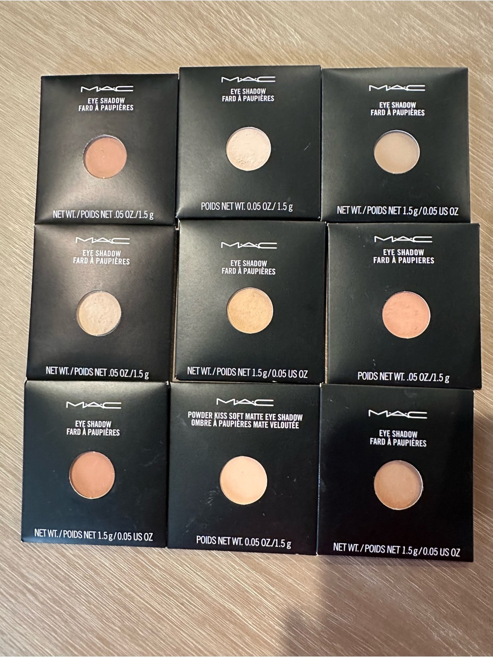 MAC Eyeshadow Lot Soft Brown Ricepaper Omega Brule + Pro Pallet 9 New - Picture 4 of 5